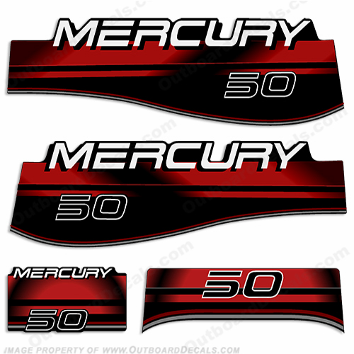Mercury 50hp Decals - Red big, foot, big foot, big-foot, INCR10Aug2021