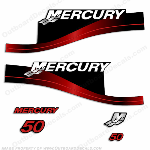 Mercury 50hp 2-Stroke Decals 1999-2004 (Red) INCR10Aug2021