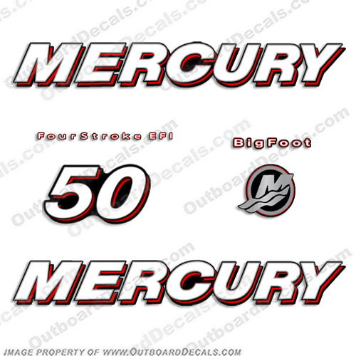 Mercury 50hp 4-Stroke EFI Bigfoot (Straight) Decal Kit  big, foot, big foot, big-foot, INCR10Aug2021