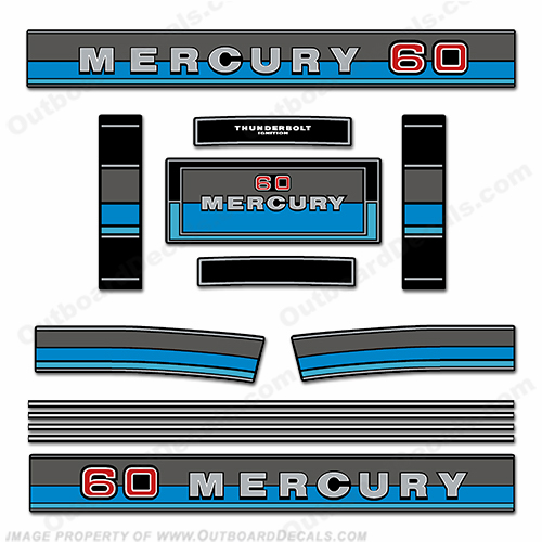 Mercury 1980-1982 60HP Outboard Engine Decals INCR10Aug2021