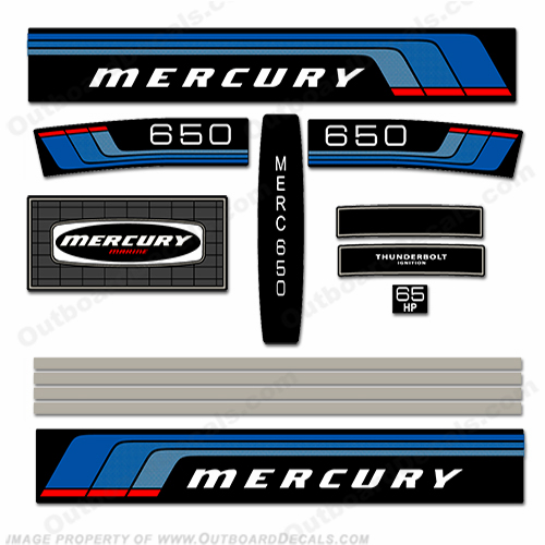 Mercury 1976 65HP Outboard Engine Decals INCR10Aug2021