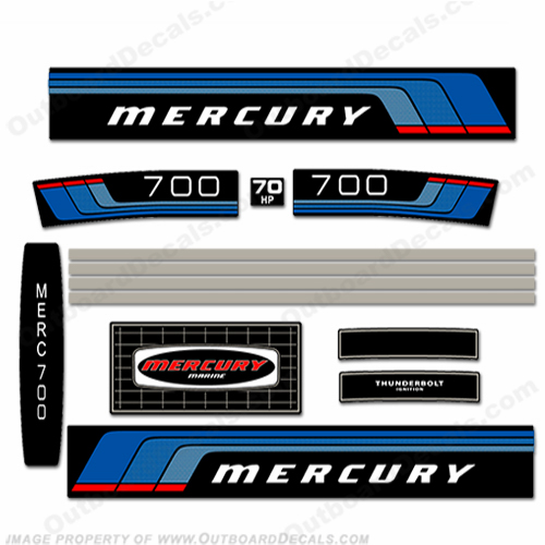 Mercury 1977 70HP Outboard Engine Decals INCR10Aug2021