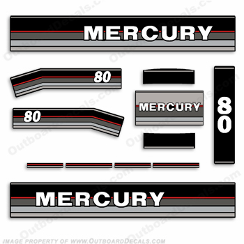 Mercury 1989 80HP Outboard Engine Decals INCR10Aug2021