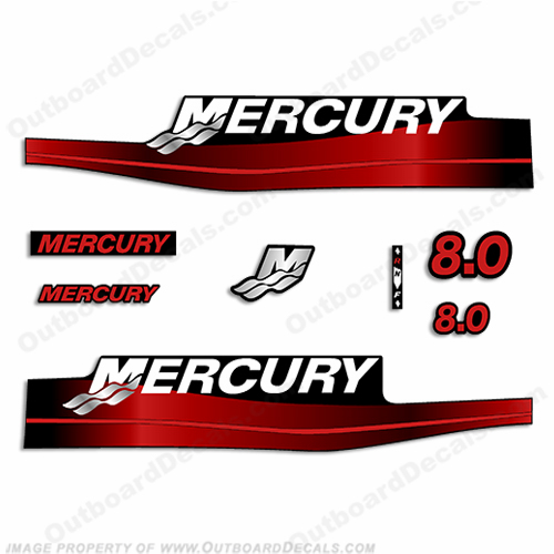 Mercury 8hp Decal Kit (Red) INCR10Aug2021