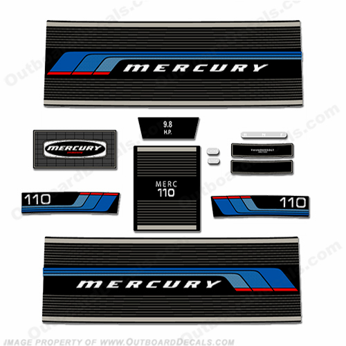 Mercury 1976 9.8HP Outboard Engine Decals INCR10Aug2021