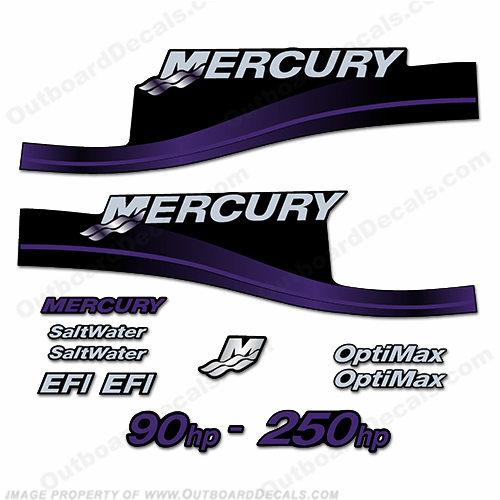 Mercury 90hp - 250hp Decals - Custom Color Purple INCR10Aug2021
