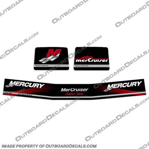 Mercruiser Alpha One Outdrive Decals - 1998-1999 mercruiser, aplha, one, outrdrive, decals, stickers, kit, set, 1998, 1999, engine, boat, vintage, motor, outboard, 