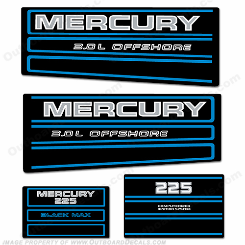 Mercury 225hp Offshore BlackMax Decals INCR10Aug2021
