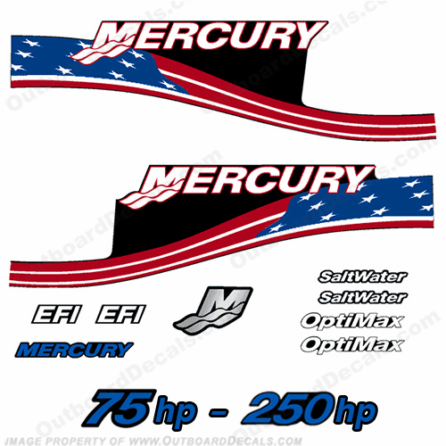 Mercury 75hp - 250hp Decals - Custom Flag INCR10Aug2021