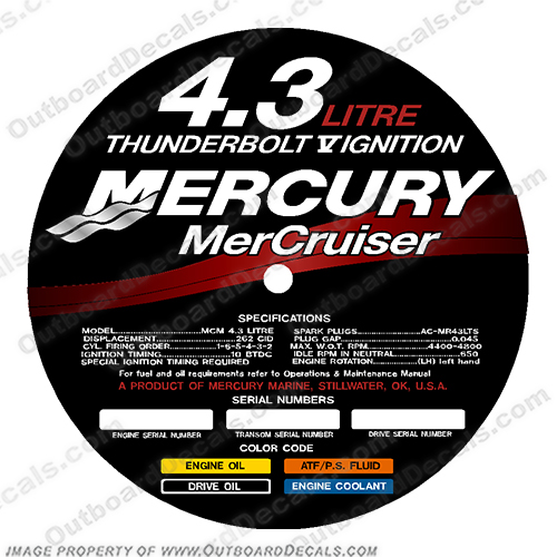 Mercruiser 4.3 Litre Thunderbolt Flame Arrestor Decal Kit mercruiser, mer, cruiser, 4.3, 4.3l, 4.3l, 4.3, flame, arrestor, bravo, alpha, one, thunderbolt, ignition, power, steering mpi, engine, valve, 454, flame, arrestor, mercury, decal, sticker, thunderbolt, lx, v8, INCR10Aug2021