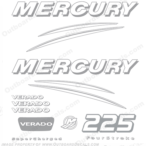 Mercury Verado 225hp Decal Kit - Any Color!  225, 225hp, 225 hp, Verado, Custom, INCR10Aug2021