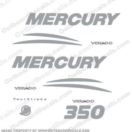 Mercury Verado 350hp Decal Kit - Chrome/Silver 300, 300 hp, fourstroke, four-stroke, 4 stroke, V 8, V-8, 2009, 2011, 2012, 2013, 2014, 2015, 2016, 2017, 2018, mercury, verado, 350, 350hp, outboard, engine, motor, decal, kit, sticker, set, INCR10Aug2021