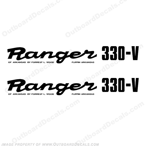 Ranger 330-V Early 1980s Decals (Set of 2) - Any Color! ranger 330v, 330 v, 1980, 80, 81, 82, 83, 84, 85, 86, 87, 88, 89, boat, decal, sticker, INCR10Aug2021