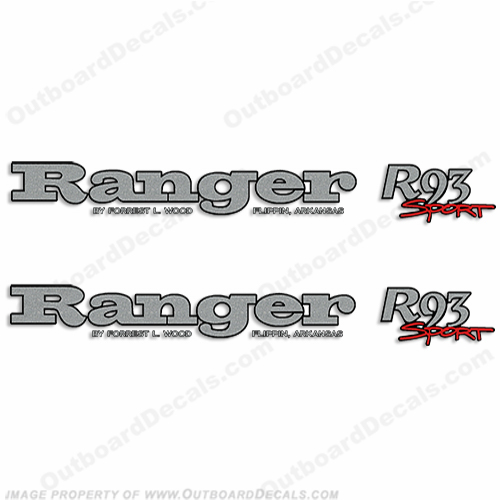 Ranger R93 Sport Decals (Set of 2) ranger, r, 93, 83, 91, boat, logo, marking, tag, model, sport, decals,decal, sticker, stickers, kit, set, INCR10Aug2021