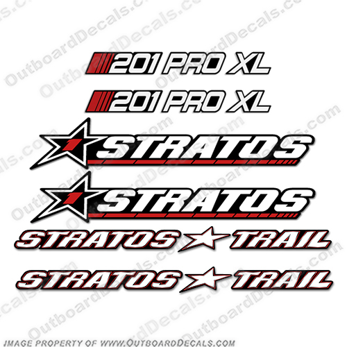 Stratos Boats 201 Pro XL Decal Package- Older Style stratos,boat,decal,package,201,pro,xl,older,style