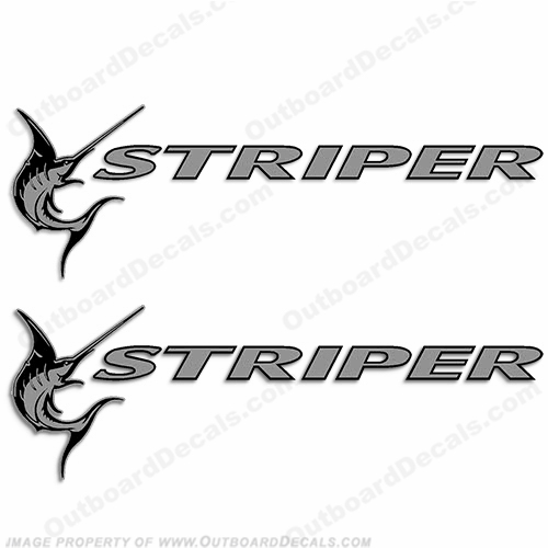Seaswirl Striper Boat Logo Decals - Silver (Set of 2) 16" x 48" INCR10Aug2021