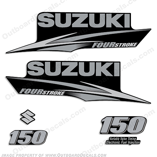Suzuki 150hp Decal Kit - Custom Silver/Grey INCR10Aug2021