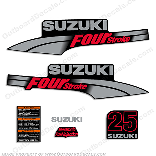 Suzuki 25hp DF25 FourStroke Decal Kit 2003 - 2009 INCR10Aug2021
