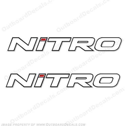 Tracker Marine Nitro Boat Decals  - White w/Black Outline INCR10Aug2021