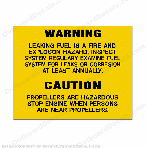 Warning/Caution Decal - Leaking Fuel.., Propellers... INCR10Aug2021