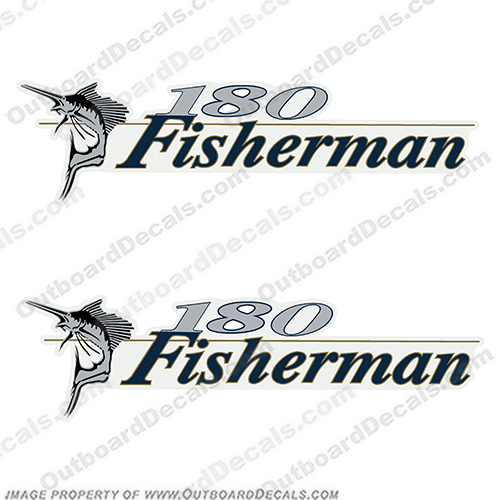 Wellcraft Fisherman 180 Logo Boat Decals (Set of 2)   well, craft, fisher, man, Fisherman, 180, sailfish, marlin, boat, logo, decal, sticker, 180 fisherman, fisherman180, INCR10Aug2021