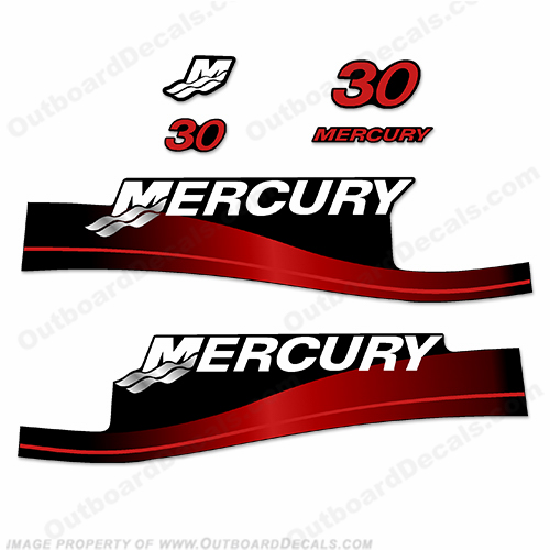 Mercury 30hp Decal Kit 2-Stroke 1999-2004 (Red) INCR10Aug2021
