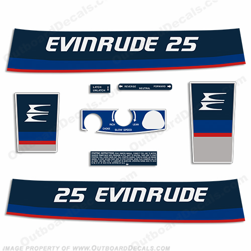 Evinrude 1975 25hp Decal Kit INCR10Aug2021