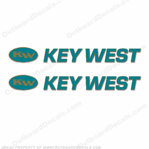 Key West Boat Decals (Set of 2) - Teal/Gold INCR10Aug2021
