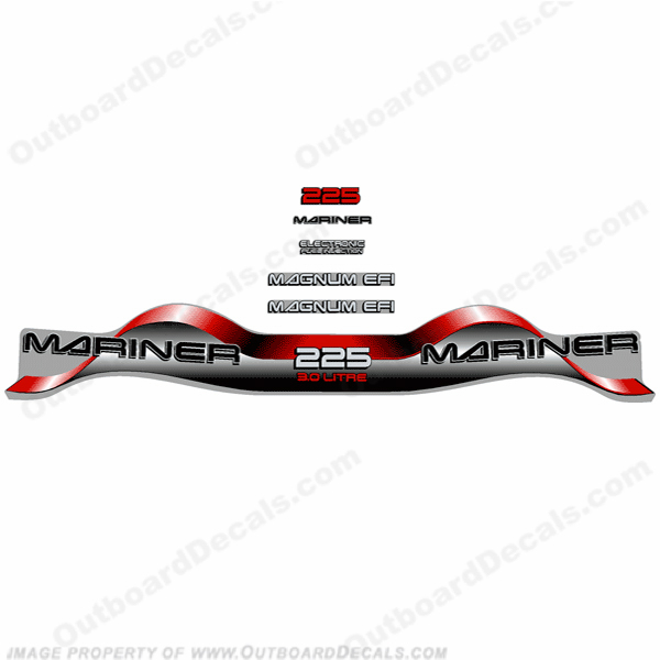 Mariner 225hp 3.0 Magnum EFI Decal Kit - Red INCR10Aug2021