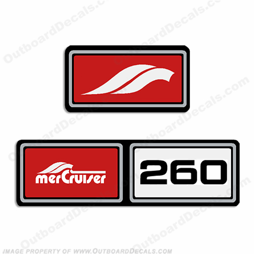 Mercruiser 1982-1989 260hp Valve Cover Decals  - Red INCR10Aug2021