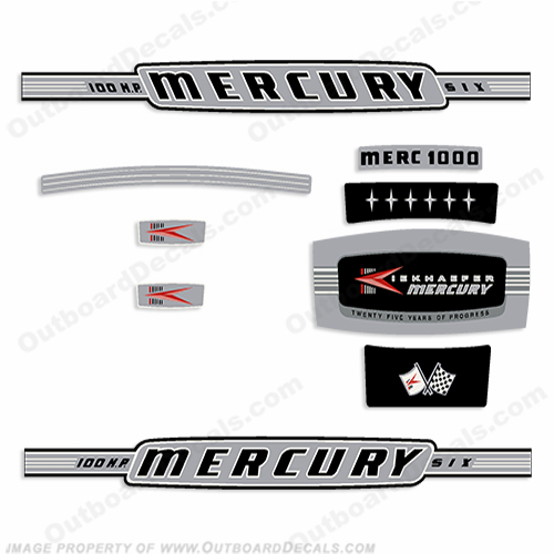 Mercury 1964 100HP Outboard Engine Decals INCR10Aug2021