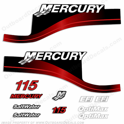 Mercury 115hp EFI/Optimax Decal Kit (Red) INCR10Aug2021