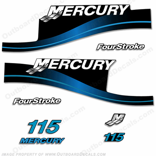 Mercury 115hp 4-Stroke Decal Kit 1999-2004 (Blue) INCR10Aug2021
