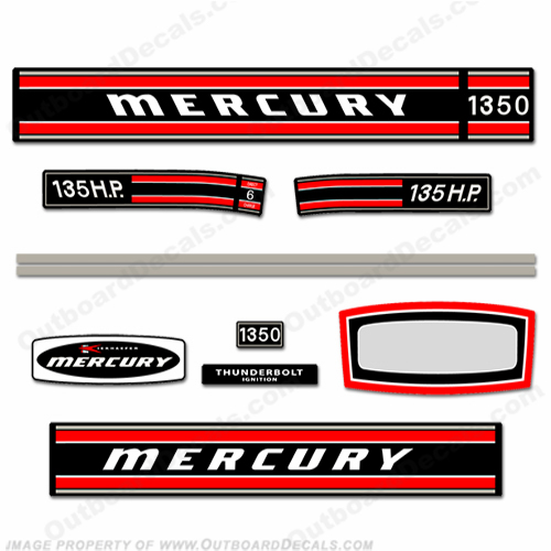 Mercury 1971 135HP Outboard Engine Decals INCR10Aug2021