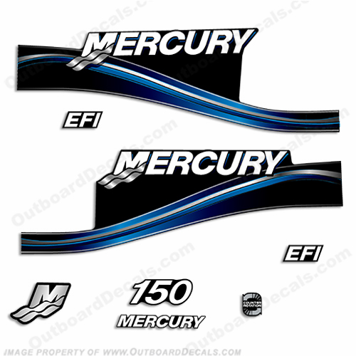 Mercury 150hp EFI Decal Kit -  2005 Style (Blue) INCR10Aug2021