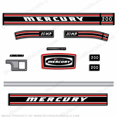 Mercury 1971 20HP Outboard Engine Decals INCR10Aug2021
