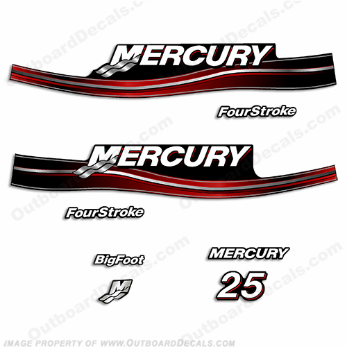 Mercury 25hp Four Stroke Decal Kit - 2005 Style INCR10Aug2021