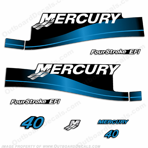 Mercury 40hp 4-Stroke EFI Decal Kit 1999-2004 (Blue) INCR10Aug2021