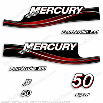 Mercury 50hp Four Stroke EFI Decals (Red) INCR10Aug2021