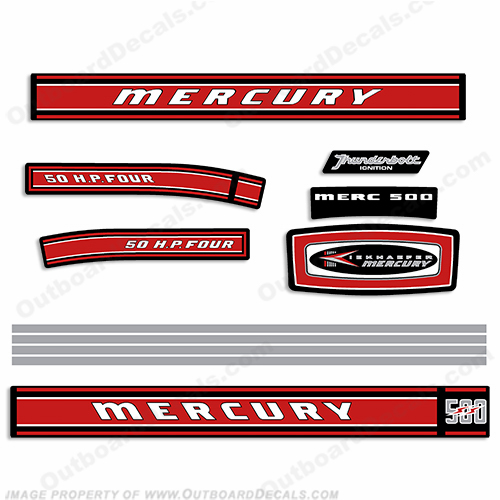 Mercury 1968 50HP Outboard Engine Decals INCR10Aug2021