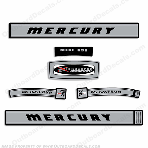 Mercury 1966 65HP Outboard Engine Decals INCR10Aug2021