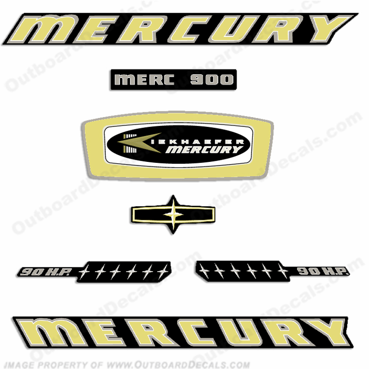 Mercury 1965 90HP Outboard Engine Decals INCR10Aug2021