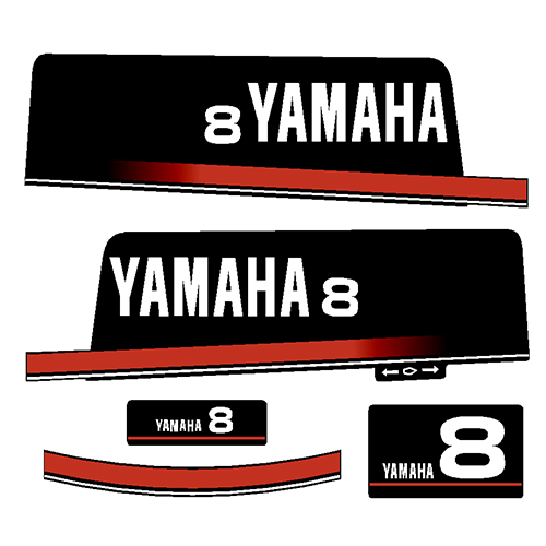 Yamaha 8hp 1990-1993 Decal Kit (Full Kit) yamaha, 8, 8hp, 8 hp, 1990, 1991, 1992, 1993, decal, kit, set, 
