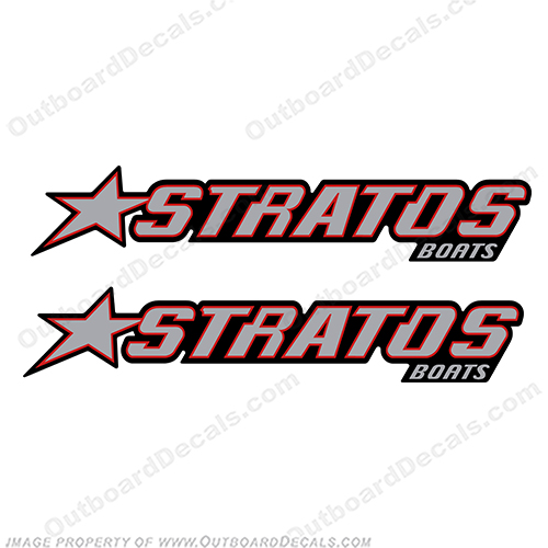 32" Chrome Stratos Boats Decal Kit  2000, 2001, 2002, 2003, 2004, 2005, 2006, 2007, stratos, boats, boat, decal, sticker, kit, set, of, two, chrome, INCR10Aug2021