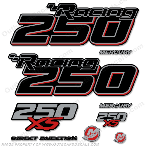 Mercury Racing Optimax 250XS DFI DECAL SET 8M0121262  250, 250-xs, 250 xs, xs, 016 2017 Mercury Racing 250 hp Optimax 250XS decal set replica (All domed decals and emblem as flat vinyl decals Non OEM)  Referenced Part number: 8M0121263  Made as decal Upgrade for 2006-2017 Outboard motor covers. RACE OUTBOARD HIGH PERFORMANCE 3.2L 300XS OPTIMAX 1.62:1 300 XS L SM PN: 881288T64 ,898103T93, 8M0121265. , INCR10Aug2021