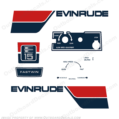 Evinrude 1974 15hp Decal Kit evinrude, 15, 15 hp, 15, 1974, 74, INCR10Aug2021