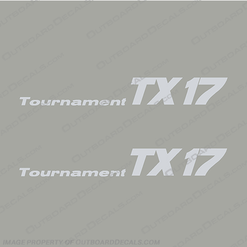 Bass Tracker Tournament TX17 Decals (Set of 2) in Any Single Color - Shown in White Bass Tracker, Tournament, TX17, Decal, Decals, Set of 2, Any, Color, Any Color,