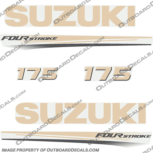 Suzuki 175 Fourstroke New 2017 and Up - Beige suzuki, 175, 175hp, 2017, 2018, 2019, 2020, new, style, decal, decals, set, kit, stickers, outboard, engine, motor, beige 