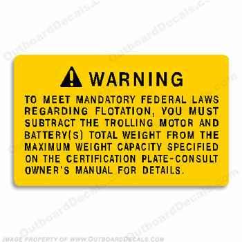 Boat Warning Label Decal INCR10Aug2021