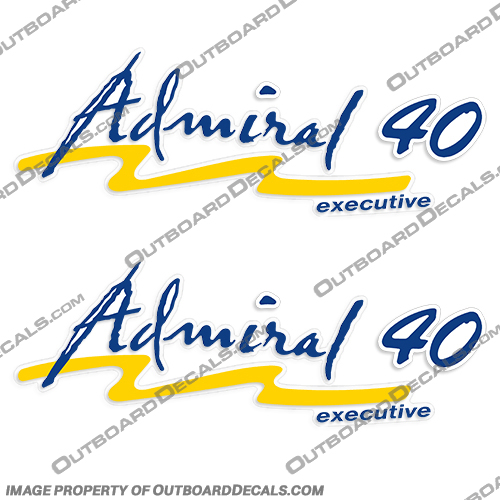 Admiral 40 Boat Decals - Set of 2 boat, logo, lettering, label, decal, sticker, kit, set, admiral, 40, 